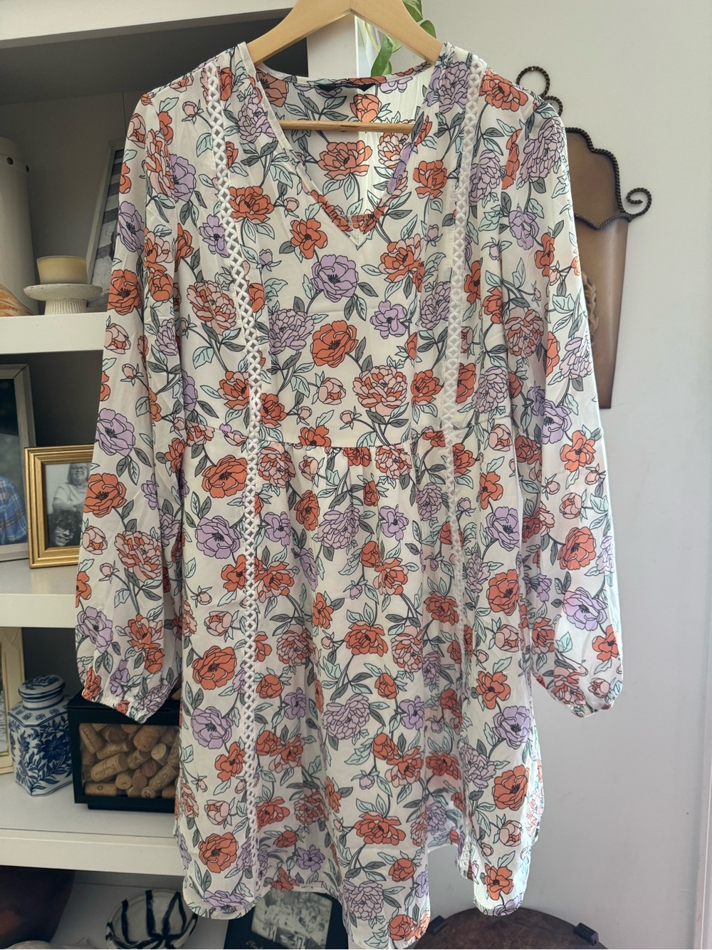 Floral Print Dress in Peach and Lilac